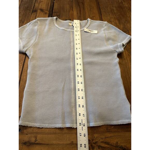 NWT Madewell Women's Gray Waffle Knit Crew Neck Short Sleeve Crop Shirt Size XS - Picture 8 of 9